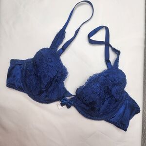 Victoria's Secret Deep Royal Blue Lace Bra Size 34B